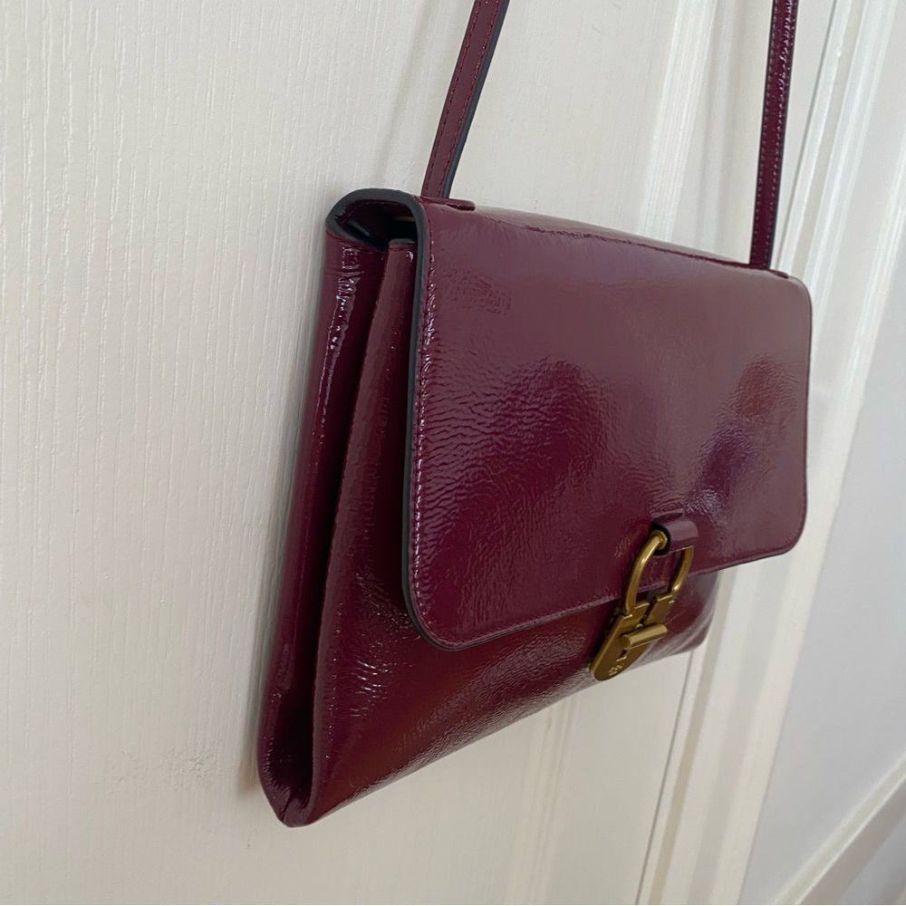Tory Burch Burgundy Wine Red Maroon Patent Leather Shoulder Bag - Picture 3 of 14